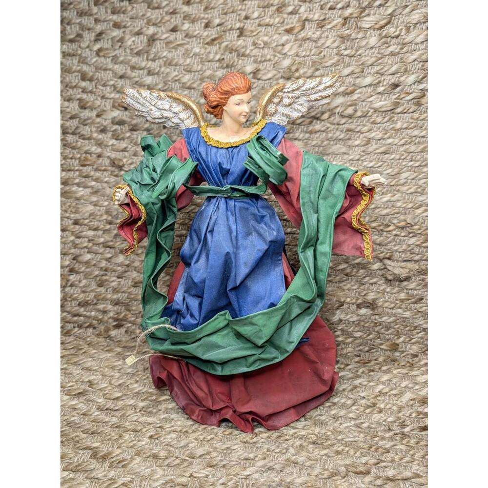 Vintage CARTAPESTA Paper Mache Christmas Angel Tree Topper Tabletop Decor